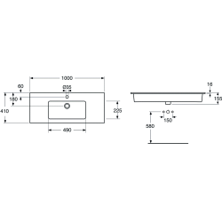 Praustuvas Gustavsberg Graphic, 410x1000 mm