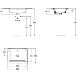 Praustuvas Ideal Standard Strada, 60 cm, montavimas iš apačios