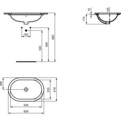 Praustuvas Ideal Standard Connect, 62x41 cm, ovalus