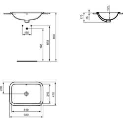 Praustuvas Ideal Standard Connect, 58 cm, įleidžiamas