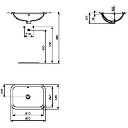 Praustuvas Ideal Standard Connect, 58x41 cm, stačiakampis