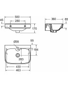 Praustuvas Ido Glow, 500 mm, su skyle viduryje