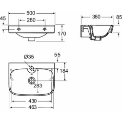 Praustuvas Ido Glow, 500x360 mm, be persipylimo
