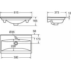 Praustuvas Ido Elegant, 615x373 mm, baldinis