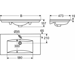 Praustuvas Ido Elegant, 1210x473 mm, baldinis