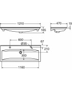 Praustuvas Ido Elegant, 1210x470 mm, baldinis, dvigubas