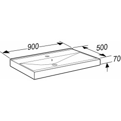 Praustuvas/stalviršis Ido Wave, 90 cm
