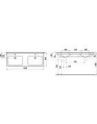Praustuvas Jika Cubito Pure, dvigubas, 1300x485 mm