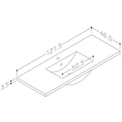 Praustuvas Kamė Seville, 120 cm, baltas