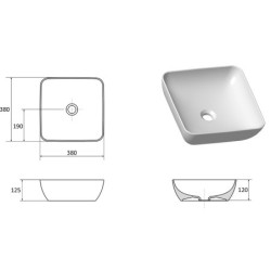 Praustuvas Ravak Uni 380 S Slim, 380x380 mm