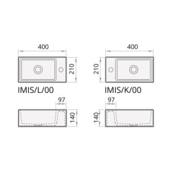Praustuvas Paa Mi, 400x210 mm, kairinis