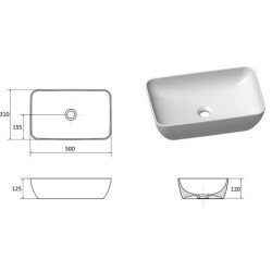 Praustuvas Ravak Uni 500 R Slim, 500x310 mm
