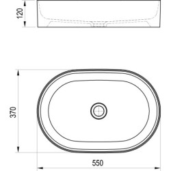 Praustuvas Ravak Ceramic 550 O Slim, 550x370 mm