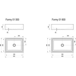 Praustuvas Ravak Formy 01, 600x390 mm, baltas
