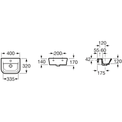 Praustuvas Roca Gap, 400x320 mm, tvirtinamas prie sienos