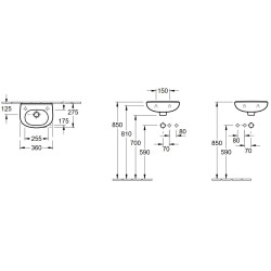 Praustuvas Villeroy&Boch O.Novo, 360x275 mm, su persipylimu