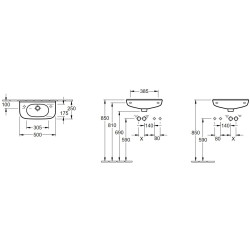 Praustuvas Villeroy&Boch O.Novo, 500x250 mm, su persipylimu