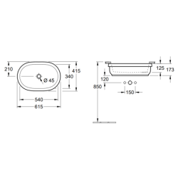 Praustuvas Villeroy&Boch Architectura, 615x415 mm, ovalus