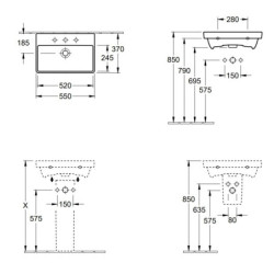 Praustuvas Villeroy&Boch Avento, 550x370 mm, su Ceramic Plus