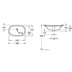 Praustuvas Villeroy&Boch O.Novo, 580x370 mm, ovalus