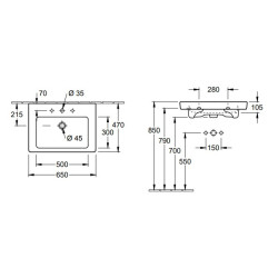 Praustuvas Villeroy&Boch Subway 2.0, 650x470 mm