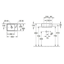 Praustuvas Villeroy&Boch Memento 2.0, 400x260 mm, pastatomas