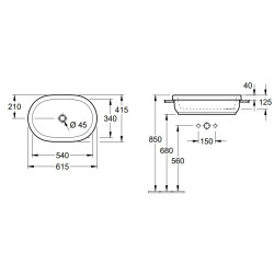 Praustuvas Villeroy&Boch Architectura, 615x415 mm, įleidžiamas