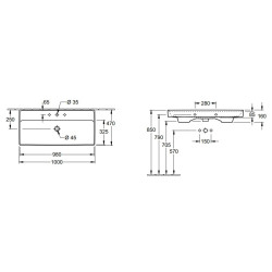 Praustuvas Villeroy&Boch Collaro, 1000x470 mm, baldinis
