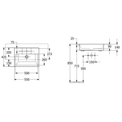 Praustuvas Villeroy&Boch Memento 2.0, 550x420 mm