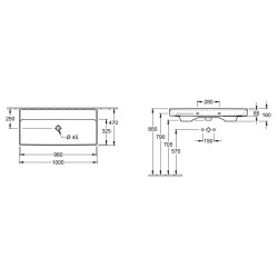 Praustuvas Villeroy&Boch Collaro, 1000x470 mm, pakabinamas