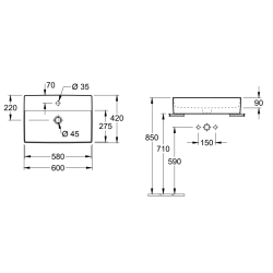 Praustuvas Villeroy&Boch Memento 2.0, 600x420 mm, Ceramic Plus