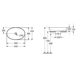 Praustuvas Villeroy&Boch Artis, 610x410 mm, ovalus
