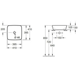 Praustuvas Villeroy&Boch Artis, 410x410 mm, pastatomas