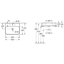 Praustuvas Villeroy&Boch Finion, 600x470 mm, CeramicPlus