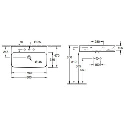 Praustuvas Villeroy&Boch Finion, 800x470 mm, pastatomas