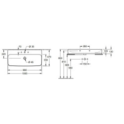 Praustuvas Villeroy&Boch Finion, 1000x470 mm, pastatomas