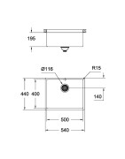 Plautuvė Grohe K700U Cube, montuojama iš apačios