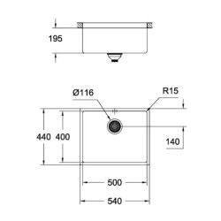 Plautuvė Grohe K700U Cube, montuojama iš apačios