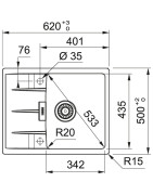 Plautuvė Franke Centro CNG 611-62, su ekscentriniu ventiliu