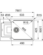 Plautuvė Franke Urban UBG 611-78 XL, su ekscentriniu ventiliu