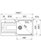Plautuvė Franke Urban UBG 611-100, su ekscentriniu ventiliu