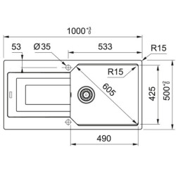 Plautuvė Franke Urban UBG 611-100, su ekscentriniu ventiliu