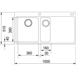 Granitinė plautuvė Franke Mythos MTG651-100, kairė, grafitas