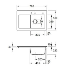 Keramikinė plautuvė Villeroy&Boch Subway 45, balta, dešinė