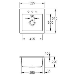 Keramikinė plautuvė Villeroy&Boch Subway 50S, balta, 2 skylių