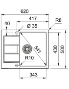 Tectonite plautuvė Franke Sirius S2D 611-62, pilkos spalvos