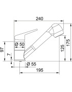 Plautuvės maišytuvas Franke Novara Plus, su ištraukiama žarna