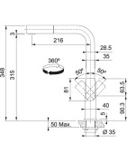 Plautuvės maišytuvas Franke Mythos, su ištraukiama žarna