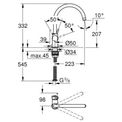 Plautuvės maišytuvas Grohe BauClassic, chromas