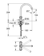 Plautuvės maišytuvas Grohe Costa L, chromas, 2 rankenėlės